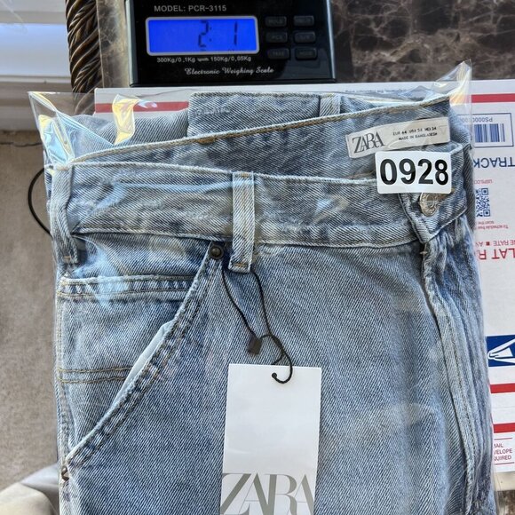 Zara NWT Size USA 34 EUR 44 Double Knee Wide Leg Utility Denim Carpenter Jeans - Picture 15 of 15